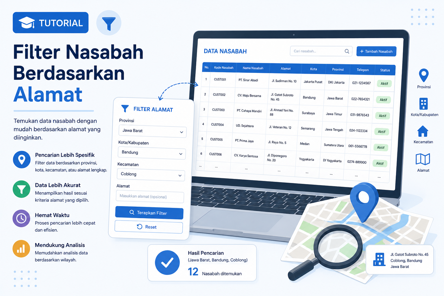 Tutorial Filter Data Customer dengan Alamat Tertentu